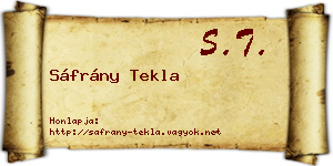 Sáfrány Tekla névjegykártya